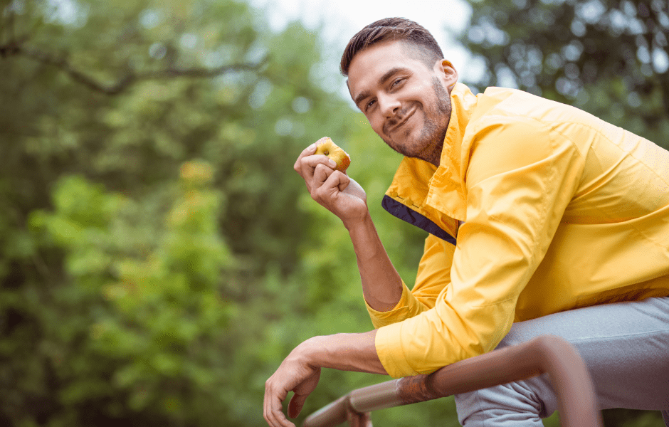 Healthy smile and healthy food.